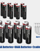 Batterie ricaricabili AA12000mAh AAA 8000mAh ad alta capacità Batterie ricaricabili AA agli ioni di litio Batteria AAA con cavo USB-C - riparo82