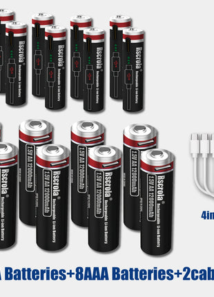 Batterie ricaricabili AA12000mAh AAA 8000mAh ad alta capacità Batterie ricaricabili AA agli ioni di litio Batteria AAA con cavo USB-C - riparo82