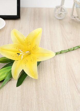 Real Looking 3D Printing Lily Branch  Artificial Flowers White Fake Flowers Flores for Wedding Home Garden Decoration