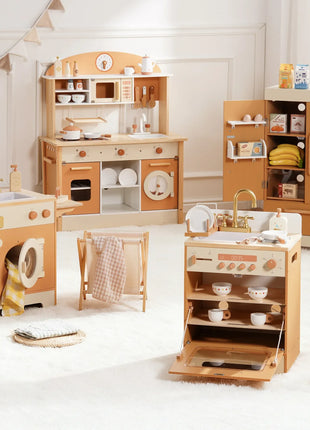 Robotime Cucina da gioco in legno Set da gioco da cucina per bambini Lavatrice Lavastoviglie Set da gioco da cucina per bambini Regalo per ragazzi e ragazze Caramello - riparo82