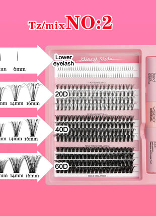 10D/20D/30D Fake Eyelashes Extensions Kit Lash Bond and Seal False Eyelashes Makeup Set DIY Long Lashes Clusters Make up Tool - Riparo82