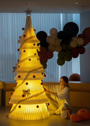 Natale grande ornamento per albero di Natale 2 m di altezza pieghevole in carta bianca decorazione per albero di Natale finestra ornamento luminoso