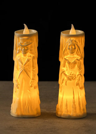 Halloween Horror Ghost Bride Groom LED Candle Electronic Light Halloween Skeleton Lamp Party Decoration Flameless Night Lights - Riparo82