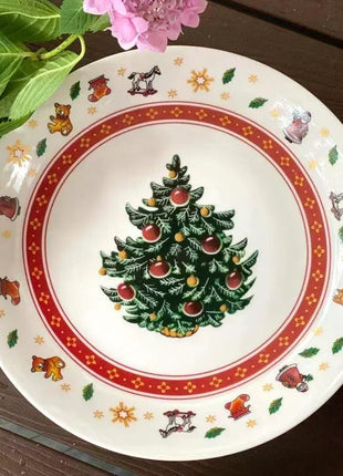 Set di piatti natalizi in ceramica ad alta temperatura, albero di Natale, piatto per cibo occidentale, bella tazza da caffè, ciotola, set natalizio di varietà ricca - riparo82