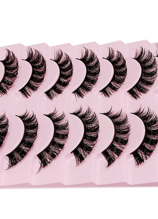 10 Pairs DD Curl Russian Strip Lashes Fluffy Volume False Eyelashes DD Curl Dramatic Messy Faux Mink Fake Lashes Make Up - Riparo82