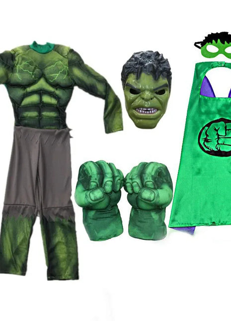 Nuovi ragazzi Hulk Costume da supereroe Hulk Cosplay Tuta muscolare Guanti Vestito Ragazze Costumi di carnevale di Halloween