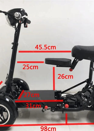 Scooter Mobilità 4 Ruote 500W Doppio Motore 36V - Pieghevole Anziani 3 Velocità - riparo82