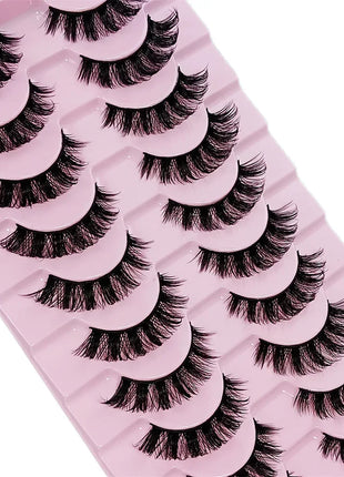 10 Pairs DD Curl Russian Strip Lashes Fluffy Volume False Eyelashes DD Curl Dramatic Messy Faux Mink Fake Lashes Make Up - Riparo82