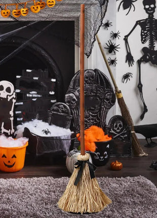 Floating Witch Broom Halloween Holiday Party Decoration Props Haunted Animation Dance Broom Home Decorations - Riparo82