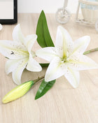 Real Looking 3D Printing Lily Branch  Artificial Flowers White Fake Flowers Flores for Wedding Home Garden Decoration