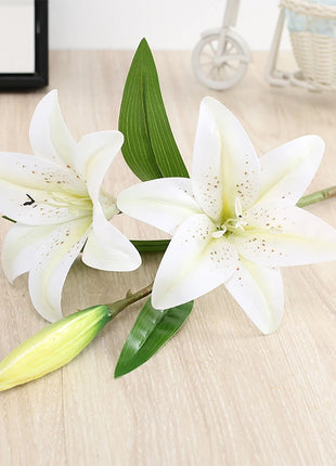 Real Looking 3D Printing Lily Branch  Artificial Flowers White Fake Flowers Flores for Wedding Home Garden Decoration