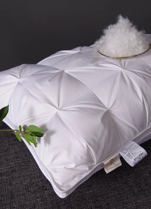 Luxury 100% Goose Down Feather Stuffed Pillows Pinch Pleat Design Neck Protection Bed Pure Cotton Cover Cushion for Sleeping - Riparo82