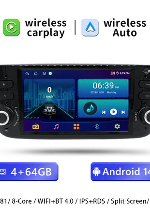 1 Din Android 14 Car Radio For Fiat/Linea/Punto evo 2012-2015 Multimedia Screen GPS Navigation Stereo Audio Head Unit Carplay 4G - Riparo82