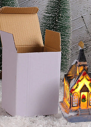 {Summer2}Mini LED Villaggio di Natale Artigianato in resina Edifici di case di neve Luce a LED Decorazione per interni domestici fai da te Regali di Natale