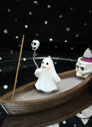 Halloween new resin ghost ship aromatherapy home desktop decoration ghost ship return incense rack burner - Riparo82