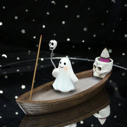 Halloween new resin ghost ship aromatherapy home desktop decoration ghost ship return incense rack burner