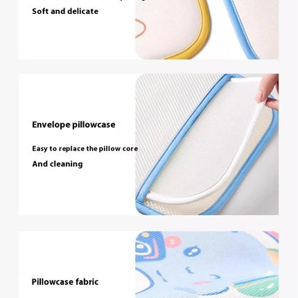Children Sleeping Pillow For 0-6Y Kids Cartoon Panda Pillows Summer Breathable Cool Ice Silk Pillows Baby Bedding