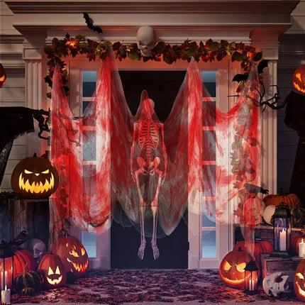 55*200cm Halloween Blood Gauze Window Doorways Wall Decoration Blood Creepy Cloth Haunted House Home Party Scary Scene Props