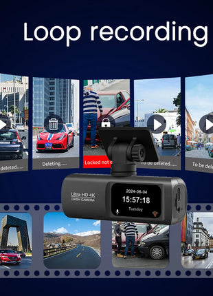 Dash Cam 4K UHD for Car Camera Front Rear Dual Lens With GPS WiFi 24h Parking Mode Night Vision Car DVR Video Registrator - Riparo82