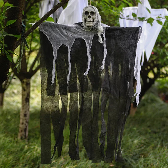 Halloween Outdoor Decoration Skull Gauze Hanging Ghost Skull Pendant Bar Haunted House Secret Room Scene Layout Horror Props