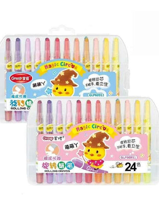 Rotating Crayons Kindergarten Primary School Students Oil Pastel Brush Set Safe and Non-toxic