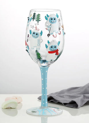 Bicchiere da vino con stampa natalizia Decorazioni natalizie Calice da vino rosso Disegno creativo a mano dipinto Home Party Festival Tazze Bar Set da vino - riparo82