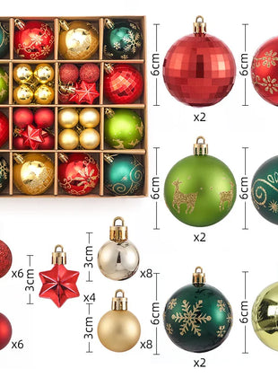 Nuovi 42 set di decorazioni natalizie Palline verniciate elettrolitiche, palline di plastica, decorazioni per finestre, pendenti per albero di Natale - riparo82