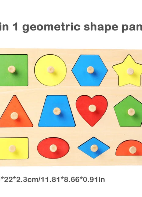 Giocattoli puzzle per bambini Montessori, lavagna per graffiare le mani con forme in legno e colori abbinati, giocattoli cognitivi geometrici per l'educazione precoce - riparo82