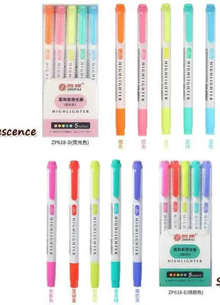 25 Colors ZhiPai Highlighters Markers Pen Set Dual Tip Cute Pens Back To School Kawaii Stationery Papeterie Highlighter
