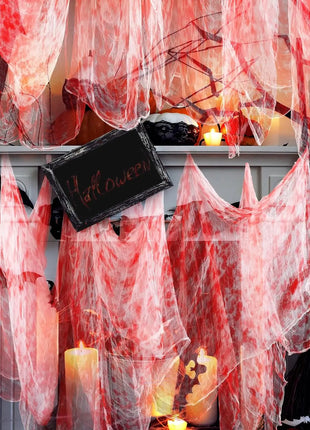 55*200cm Halloween Blood Gauze Window Doorways Wall Decoration Blood Creepy Cloth Haunted House Home Party Scary Scene Props - Riparo82