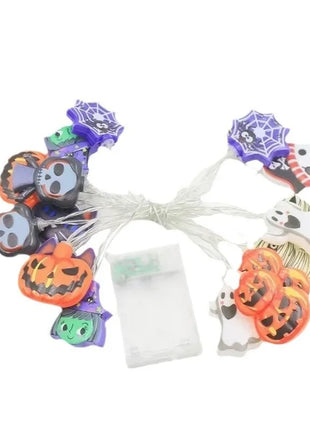 1PC Halloween 10 LED Battery Powered String Lights With Ghost Witch Cat Pumpkin Spider Web Skeleton Mummy Pirate Shape Indoor - Riparo82