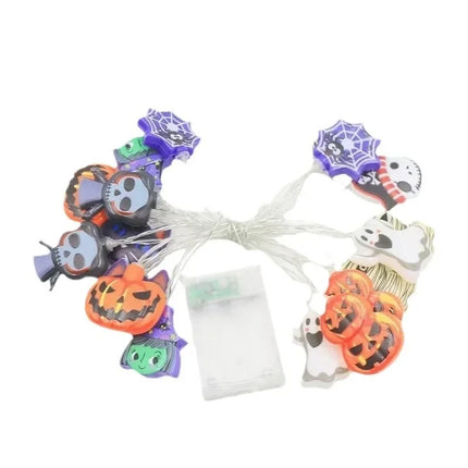 1PC Halloween 10 LED Battery Powered String Lights With Ghost Witch Cat Pumpkin Spider Web Skeleton Mummy Pirate Shape Indoor