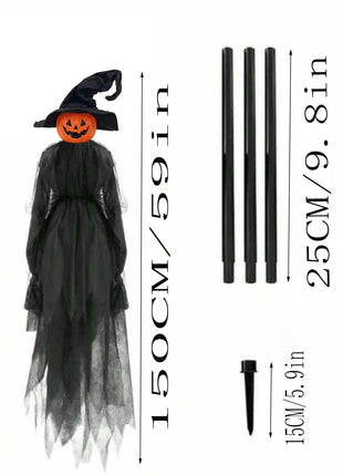 Halloween Outdoor Decoration Illuminated Holding Hands Sound Control Witch Witch for Outdoor Patio Lawn Garden Party Scary Decor - Riparo82