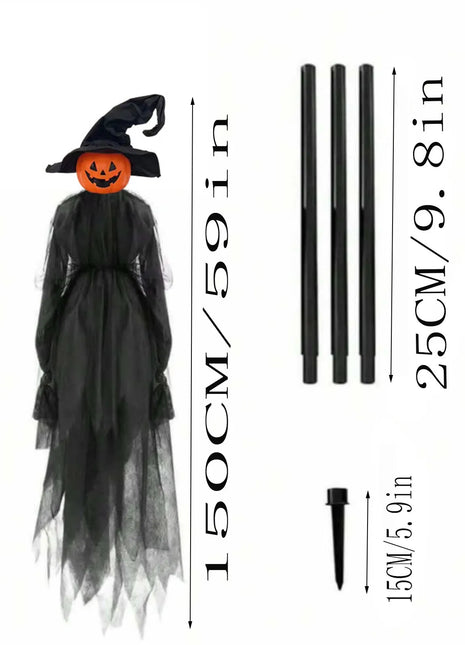 Halloween Outdoor Decoration Illuminated Holding Hands Sound Control Witch Witch for Outdoor Patio Lawn Garden Party Scary Decor - Riparo82