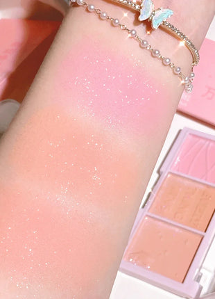 3-color Blush Palette Nude Makeup Natural Matte Milk Tea Orange Tone Long-lasting Rouge Blush Powder Cream Palette - Riparo82