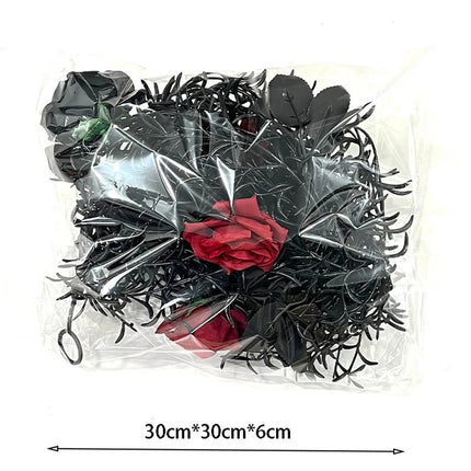 Halloween Dead Branch Garland Artificial Rose Black Decorative Flower Vine Door Hanging Festive Atmosphere Arrangement New