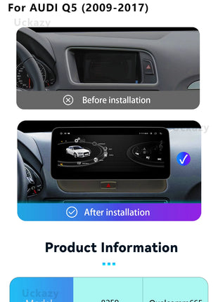 10.25Snapdragon 665 Wireless Carplay AutoRadio Android 14 For Audi Q5 2009-2016 Stereo Screen GPS Navigation Multimedia HeadUnit - Riparo82