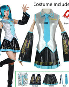 Miku Cosplay Set completo Abito in tessuto di pelle argento Miku Cosplay Copricapo Costume Outfit JK Abito da marinaio Uniforme scolastica Hallow