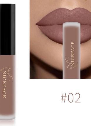 NICEFACE Nude Liquid Lipstick Ultra Matte Velvet Long Lasting Women Beauty Red Nonstick Cup Waterproof Lip Gloss Lips Cosmetics - Riparo82