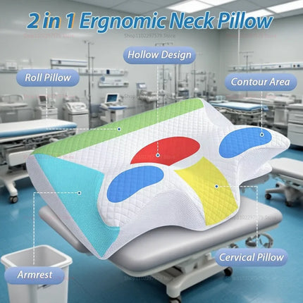 Cervical Support Pillow Memory Foam Neck Pillow for Pain Relief Non Collapse Ergonomic Pillow for Sleeping Travel Home Use