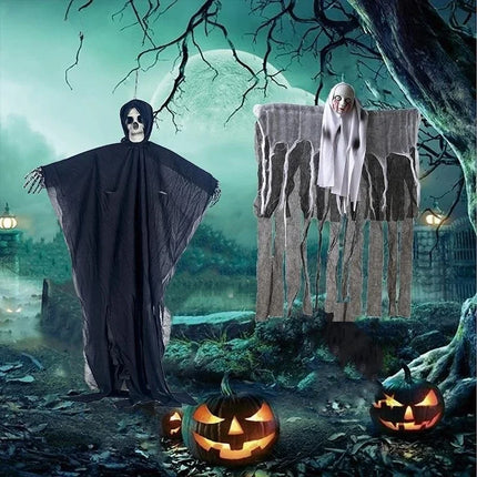 Halloween pumpkin Hanging Ghost party decorations hanging green light light-emitting sound props yard Ghost House Decoration