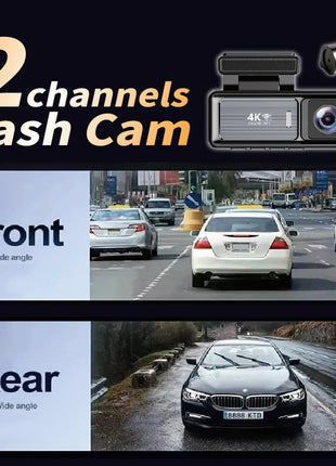 Dash Cam UHD 1080P 4K Car DVR Night Vision Front Rear View Loop Recording Dashboard Car DVR 2Lens Black Box Car accessories - Riparo82