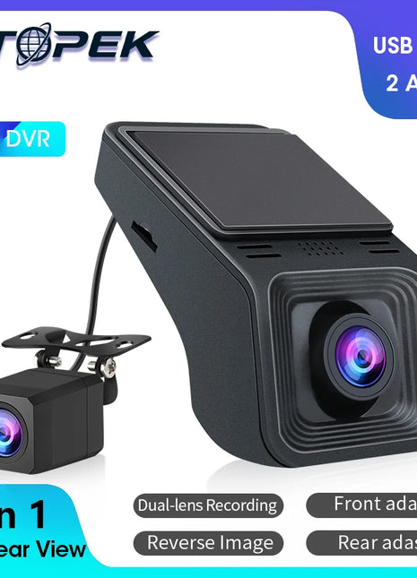 Double Recording Front And Rear Camera Full HD 170° Wide Angle Dash Cam for Android Multimedia ADAS Car DVR USB TF Card 32G 64G - Riparo82