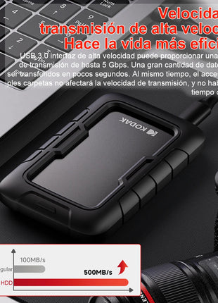 KODAK P110 Disco rigido da 2,5" PHDD 2TB/500GB/1TB Viene fornito con una custodia protettiva in silicone spesso HDD USB3.0 compatibile con PS5 PS4