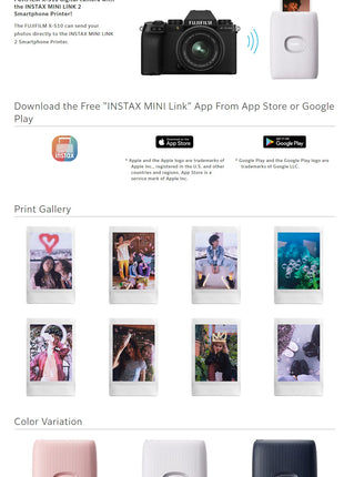 Stampante originale Fujifilm Instax Mini Link 2/Link 3 Stampanti per fotocamere Instax (20/40 fogli di pellicola bianca Instax Mini)