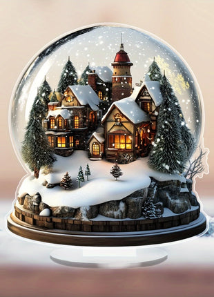 8 pollici 2D colorato casa di neve di Natale decorazione da tavolo in acrilico villaggio di famiglia statua in miniatura regalo a tema casa delle vacanze