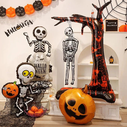 1pcs Halloween Giant Pumpkin Skeleton Standing Balloon House Witch Dead Tree Inflatable Foil Ballon Halloween Party Deco Supplie