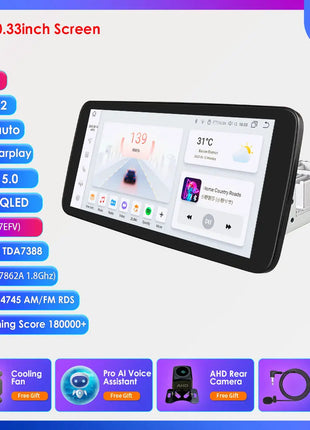10.33'' Wireless Carplay Android 13 Universal Car Radio Support 4G WIFI DSP BT 1 Din Car Multimedia GPS Intelligent Autoradio