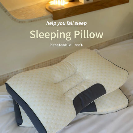 1PCS Neck Pillow Grey Help Sleep Protect The Neck Cervical Orthopedic Soybean Fiber Massage Household SPA Pillow For Sleeping.