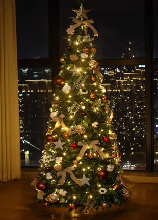 Albero di Natale incandescente Decorazione per albero di Natale artificiale pieghevole Ornamento natalizio floccato per esposizione spaziosa del festival del centro commerciale